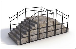 Concrete Stairs and Banister Set.