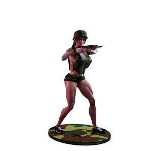 Post-Apocalyptic Crossbow Soldier Sexy Female STL Model 3D model