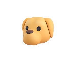 3D Prop175 Golden Retriever Dog Head