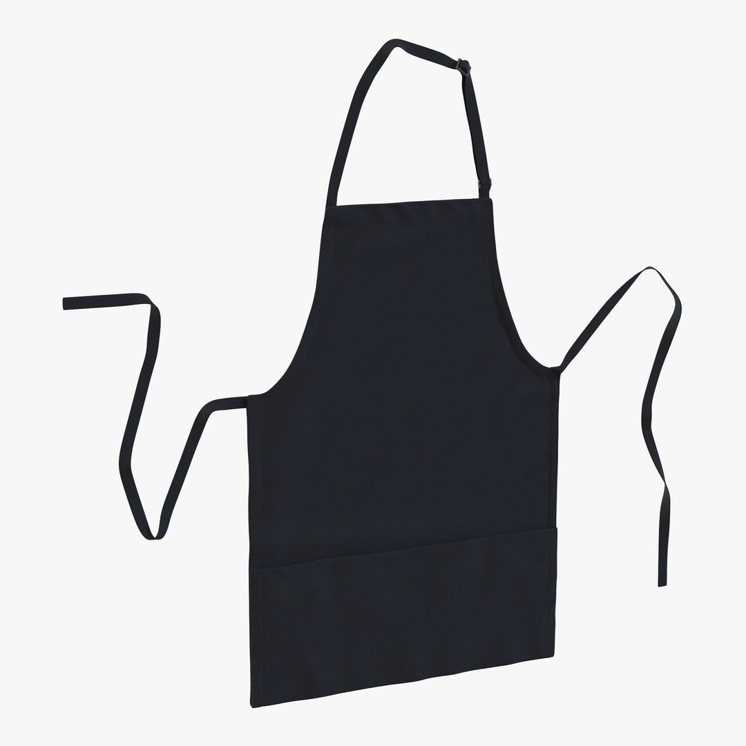Cafe Apron Black 3D Model 3D model preview