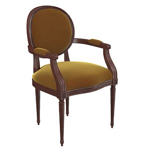 3D Oval Back Dining Chair with Arms model