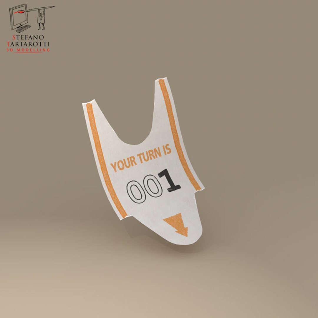 Queue Ticket 3d Dxf