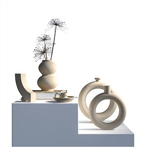 Nordic Abstract Vases set 01 3D