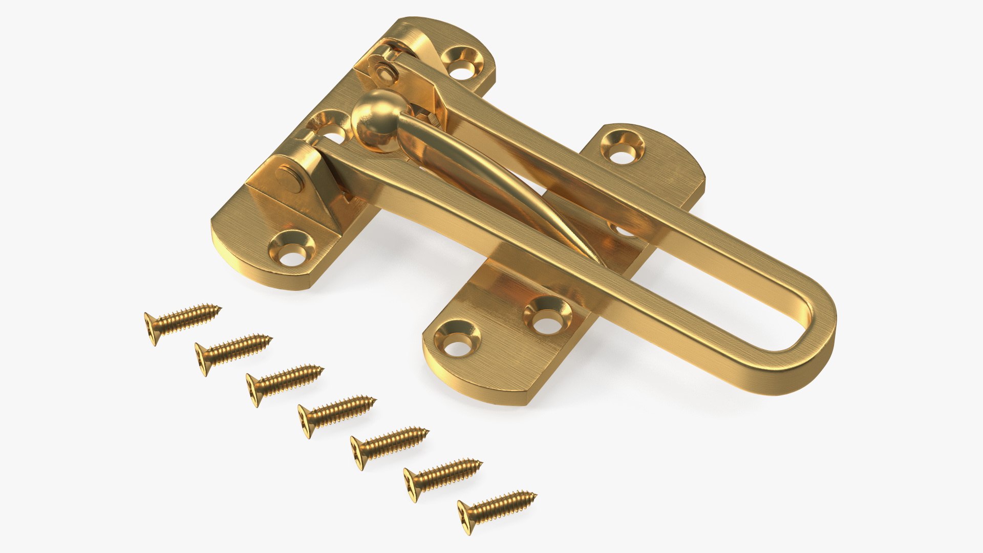 Security Door Latch Guard Gold 3D model preview