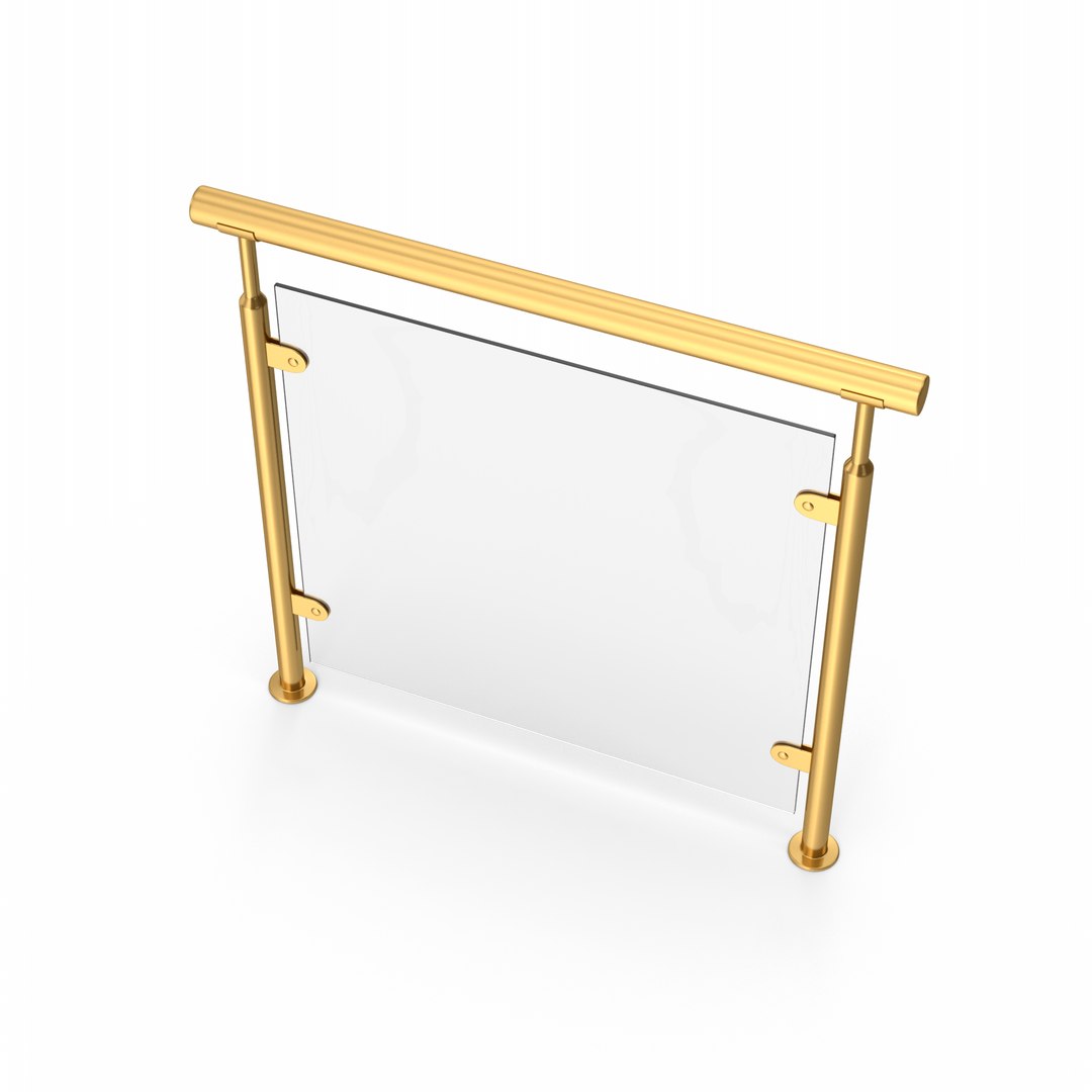 Gold Glass Railing Model - TurboSquid 2180638