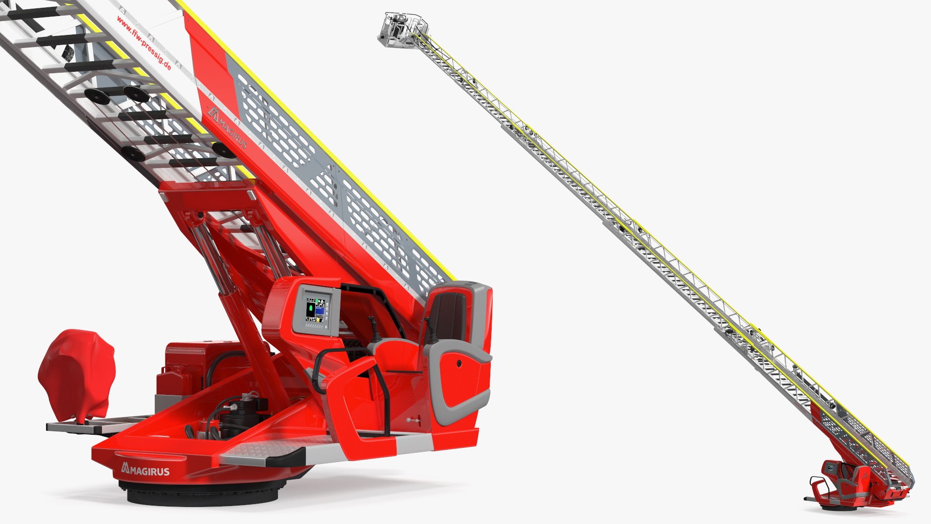 Magirus M32L AS Turntable Ladder Unfolded 3D model preview