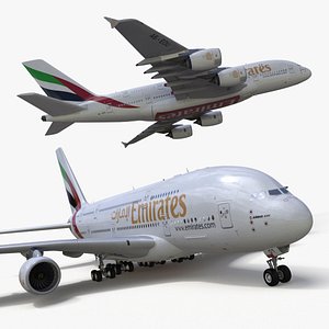 Emirates Airbus A380 Rigged for Maya 3D model