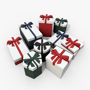 3D Gift Boxes - Signature Styles with Fixed Ribbon Bow model
