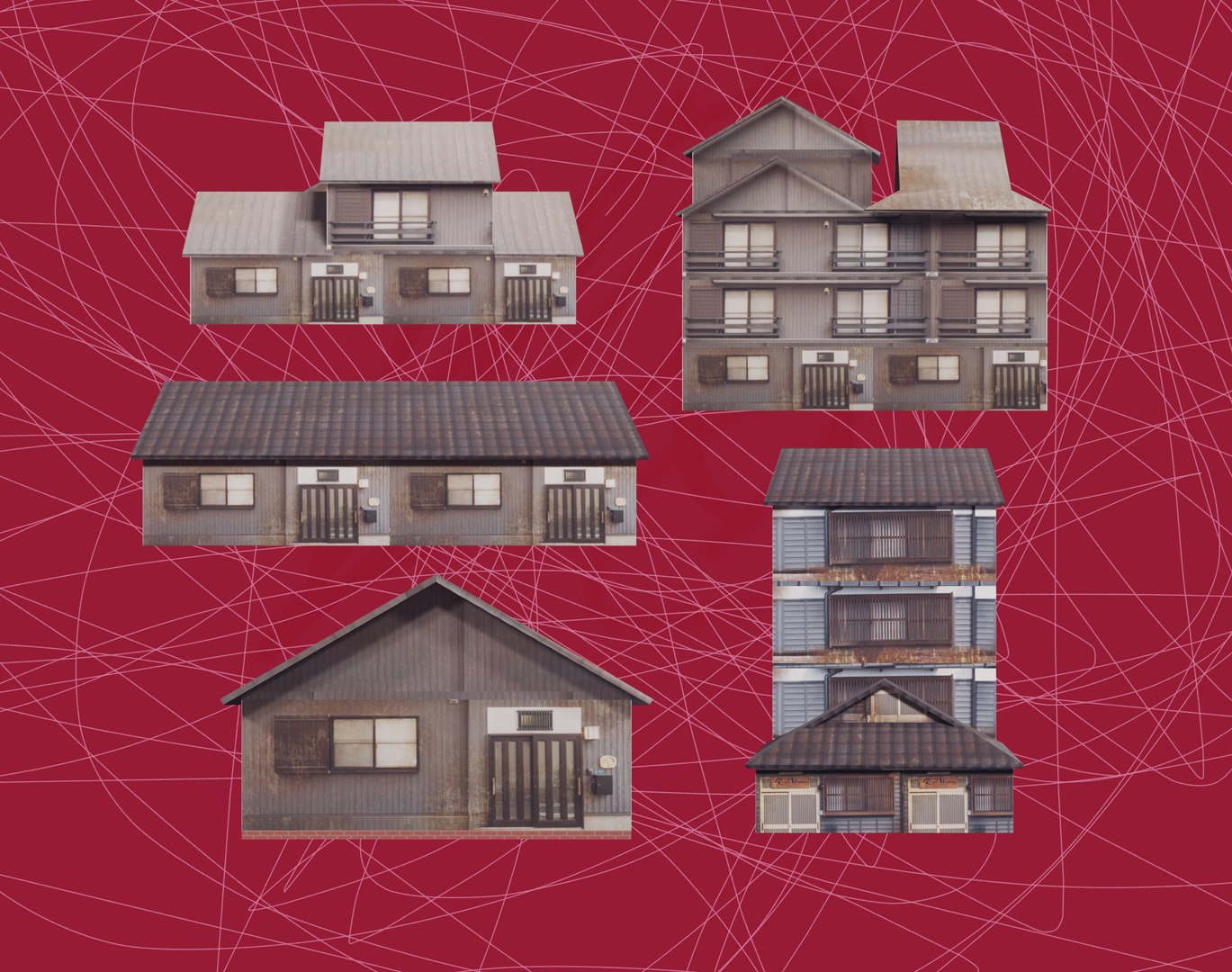5 Modern Rusted Japanease House Pack 1 Model - TurboSquid 2388405