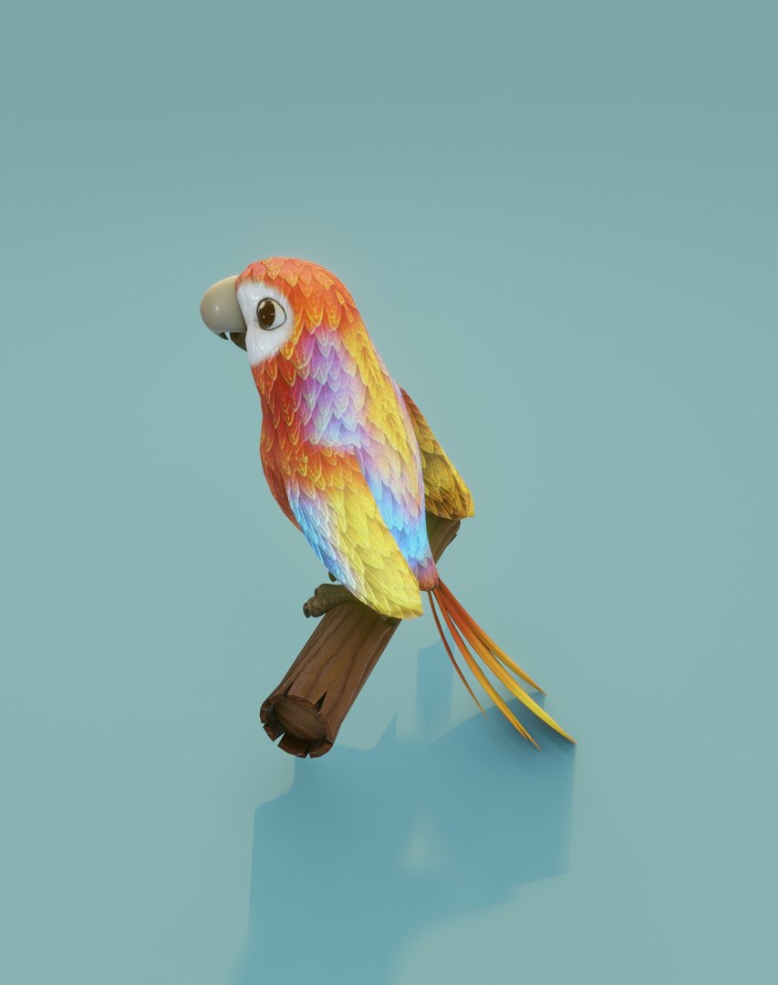 Cartoon Ara Parrot Red-Yellow-Blue Animated 3D Model 3D Model ...