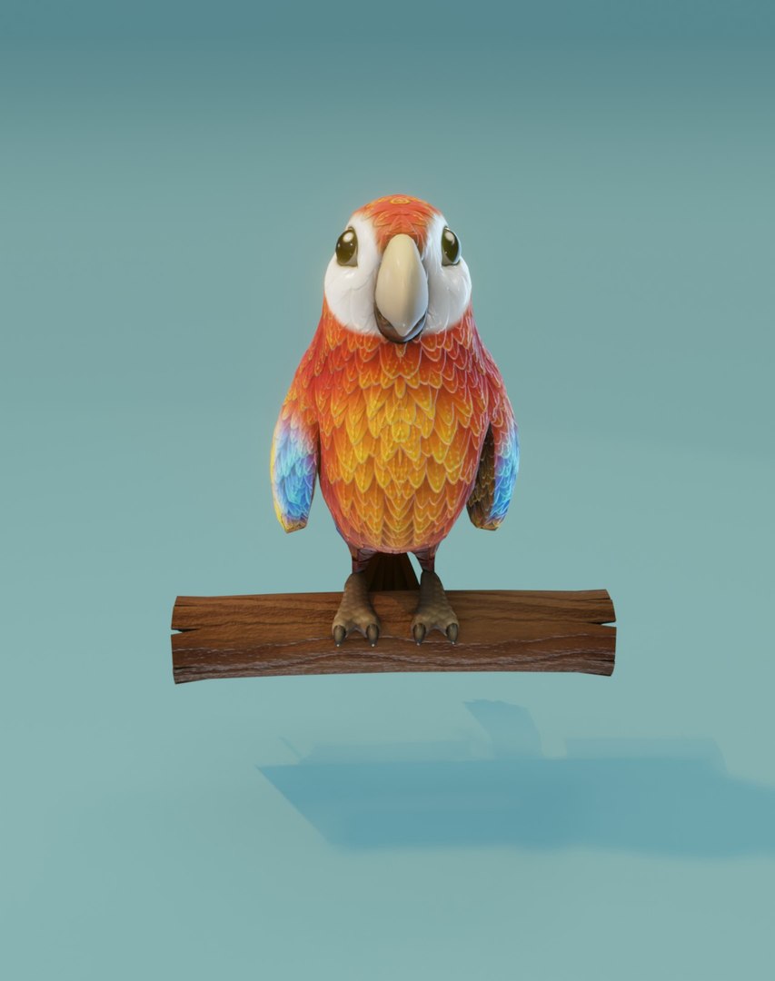 Cartoon Ara Parrot Red-Yellow-Blue Animated 3D Model 3D Model ...
