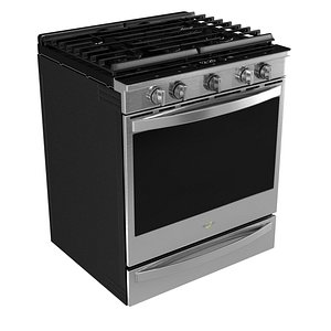 3D model Whirlpool Smart front control Gas Range with Hinged Cast-Iron Grates