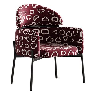 Simple Padded Arm Chair with Arms 3D model