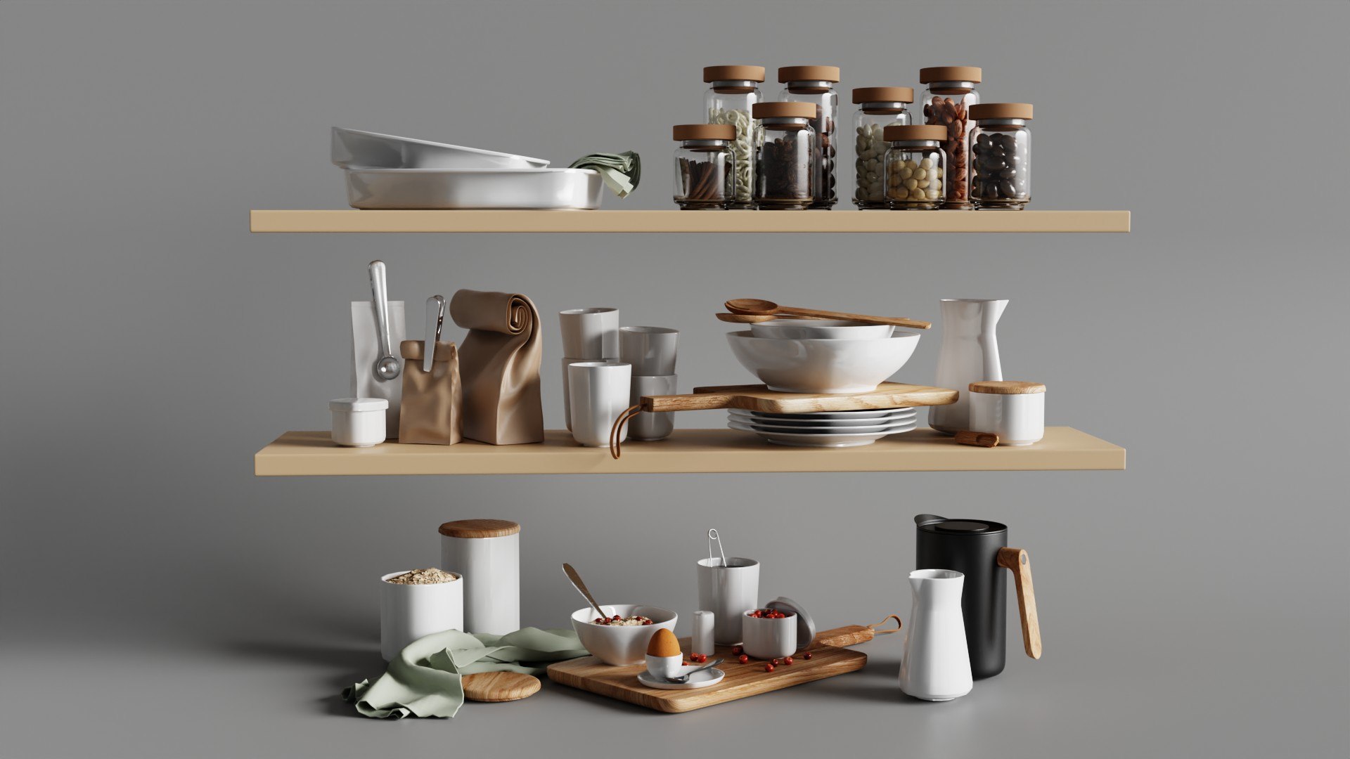 modelo 3d Modern Log Kitchenware - TurboSquid 2106622