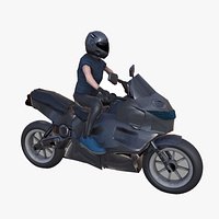 Motorcycle and character Lowpoly 3d model