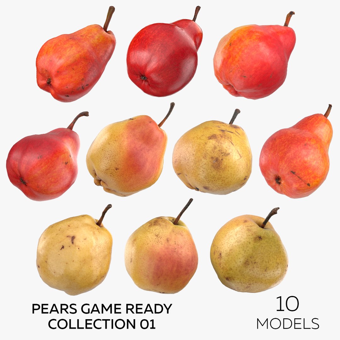 3D Pears Game Ready Collection 01 - 10 models https://p.turbosquid.com/ts-thumb/Y9/7Czeas/5P/square/jpg/1637830404/1920x1080/fit_q87/e360e34b08a4272a7ab53a101dcc28a6664d6c36/square.jpg