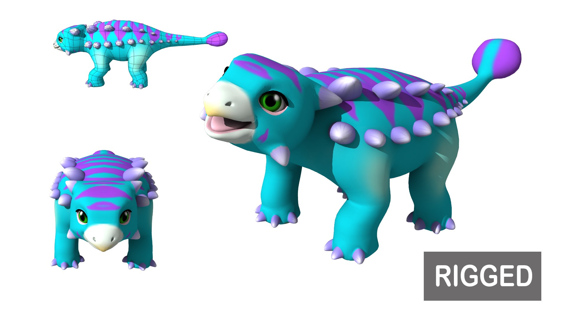 Ankylosaurus Dinosaurs - 3D Model Animated - PixelBoom
