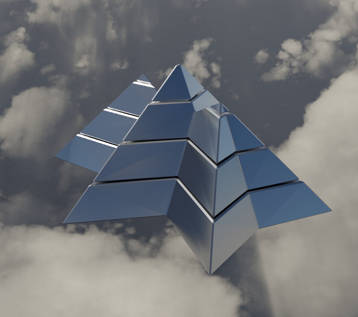 Silver Futuristic Pyramidal Build Model - TurboSquid 1951950