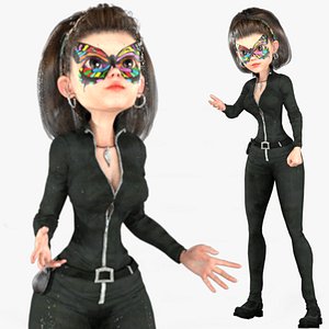 Cartoon 3D Rigged Little Fighter Girl Character 3D Model