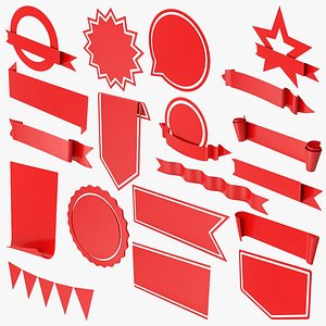 3D Ribbon Banners Labels Collection