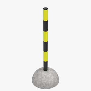 Concrete bollard with pole 1 3D model
