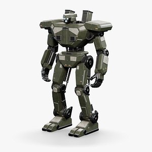 Olive Hydraulic Combat Mecha - Rigged and Animated PBR