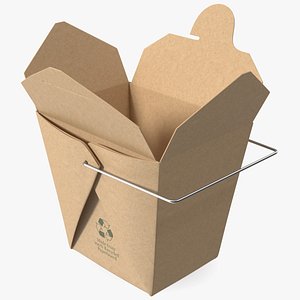 3D Kraft Paper Take Out Food Container 32 Oz Opened