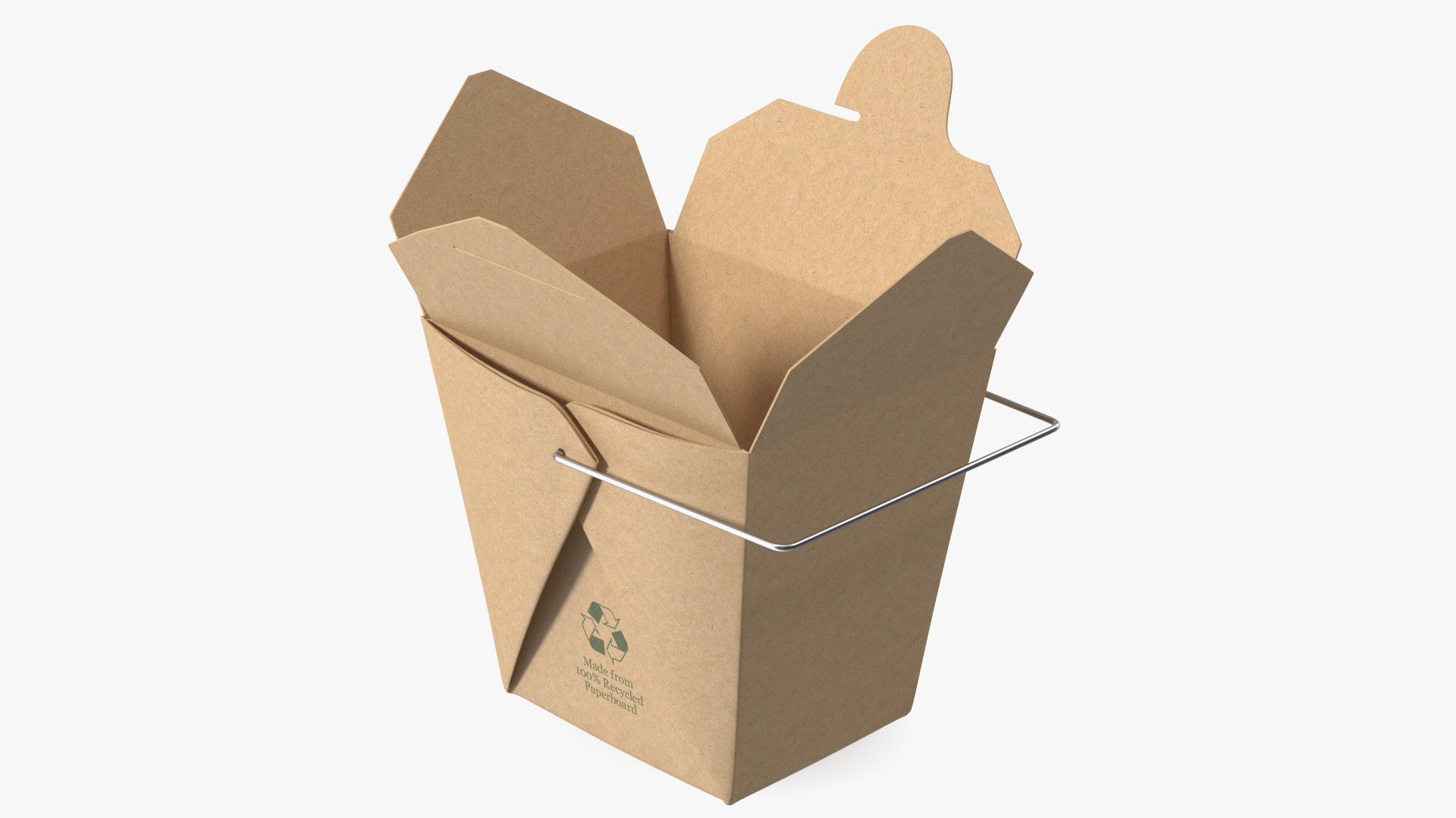Kraft Paper Take Out Food Container 32 Oz Opened 3D model preview