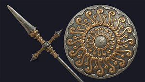 3D model pbr fantasy long spear
