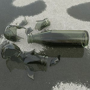 3D broken glass bottles model