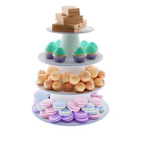 3D Tea Time Dessert Tray