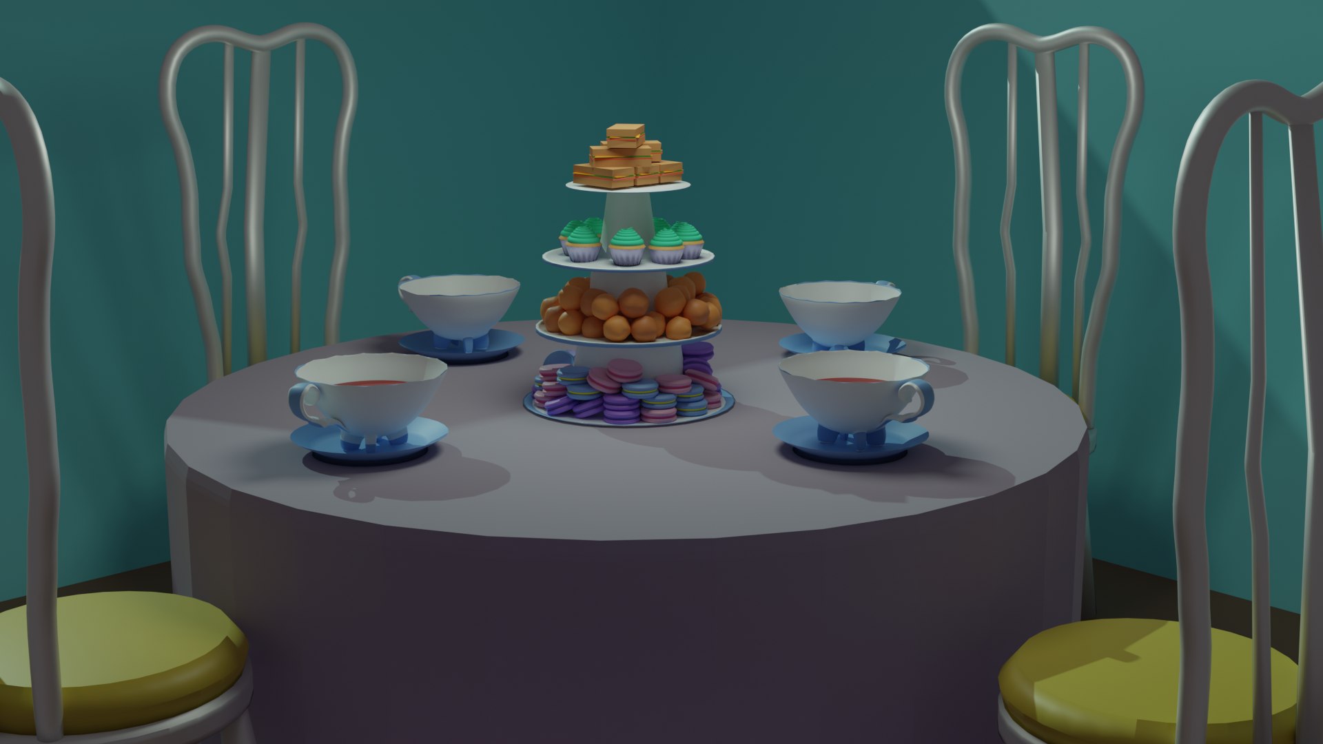 3D Tea Time Dessert Tray - TurboSquid 2004185