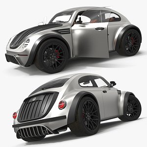 3D model Volkswagen Baja Concept Rally Style Vehicle Silver Rigged for Maya