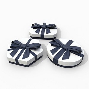 Gift Boxes - Flat Trio with Tied Ribbon Bow 3D