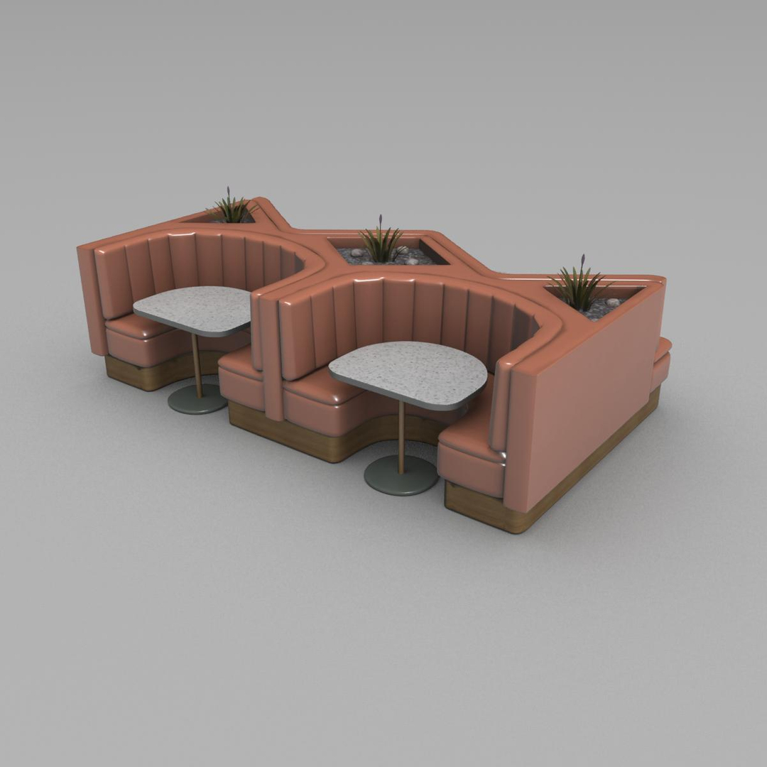 Double Booth Restaurante Seating Modelo 3d