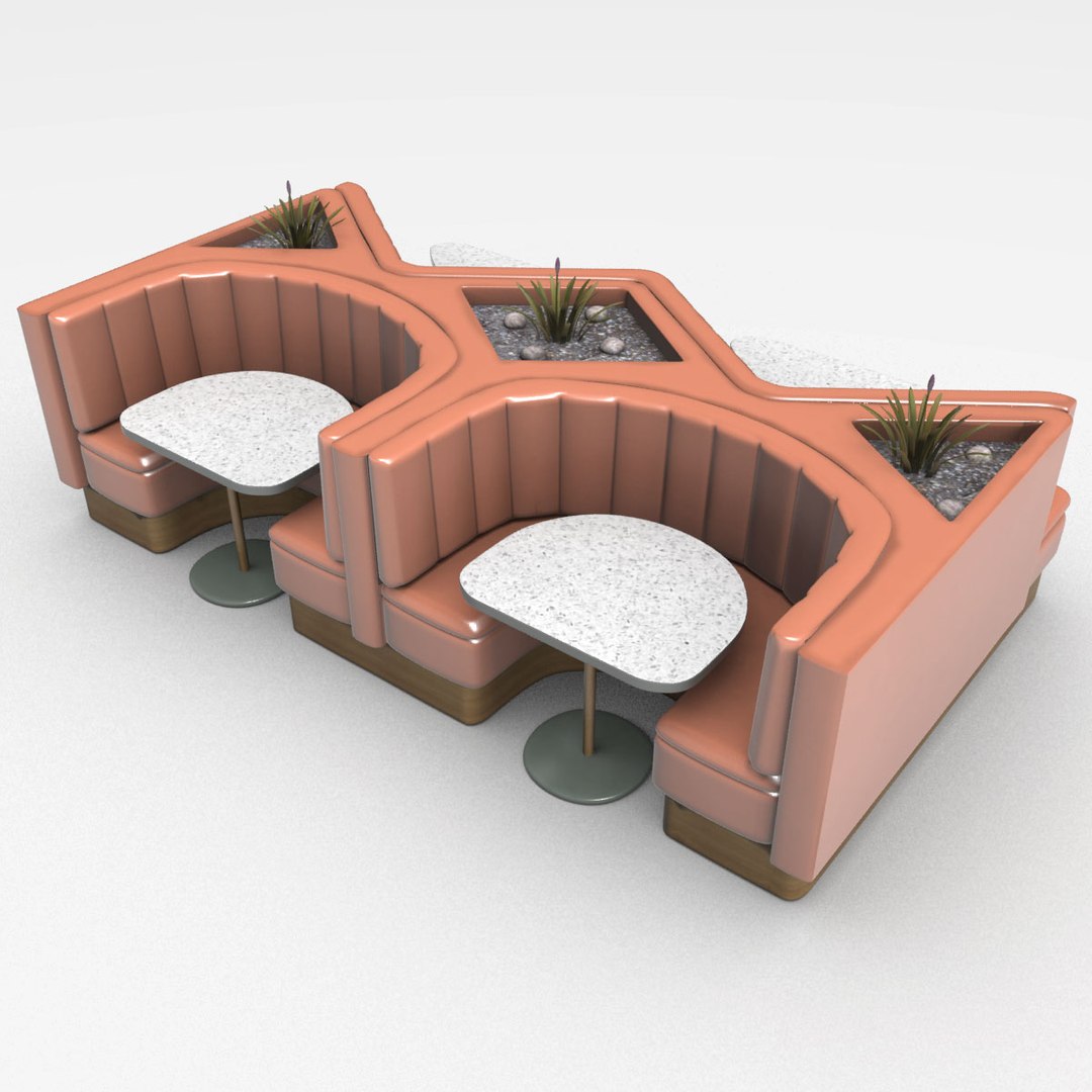 Food Service Seating- Booth Set for Restaurant or Food Service 3D model