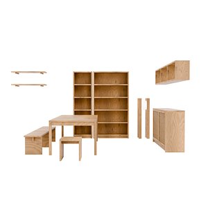 wooden dining room 3D model