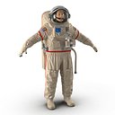 Russian Astronaut Wearing Space Suit Orlan MK