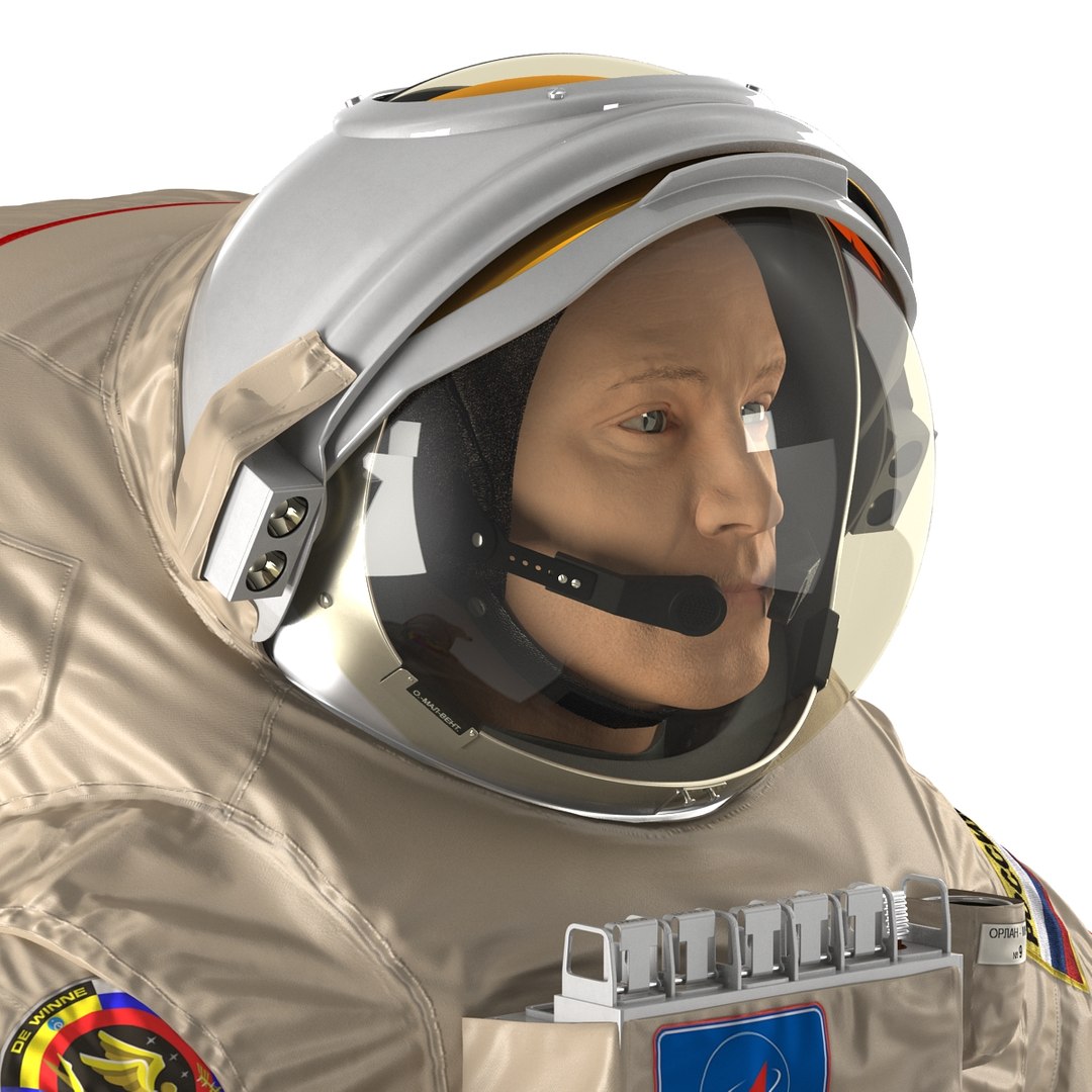 russian astronaut wearing space suit 3d model