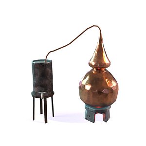 3D Lowpoly stylized PBR alchemy magic alembic distillation vessel Low-poly 3D model model