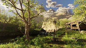 3D Forest Hut Scene model