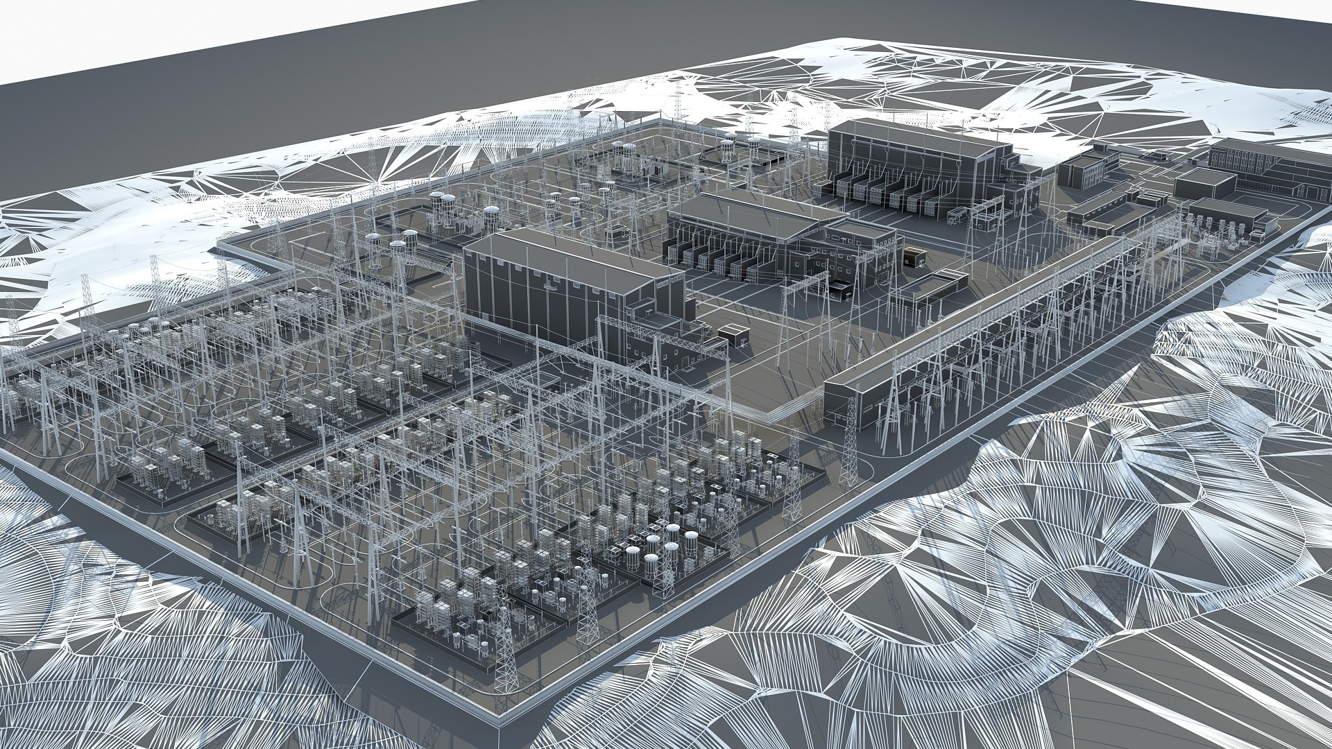 3D Electrical Substation Model - TurboSquid 2145029