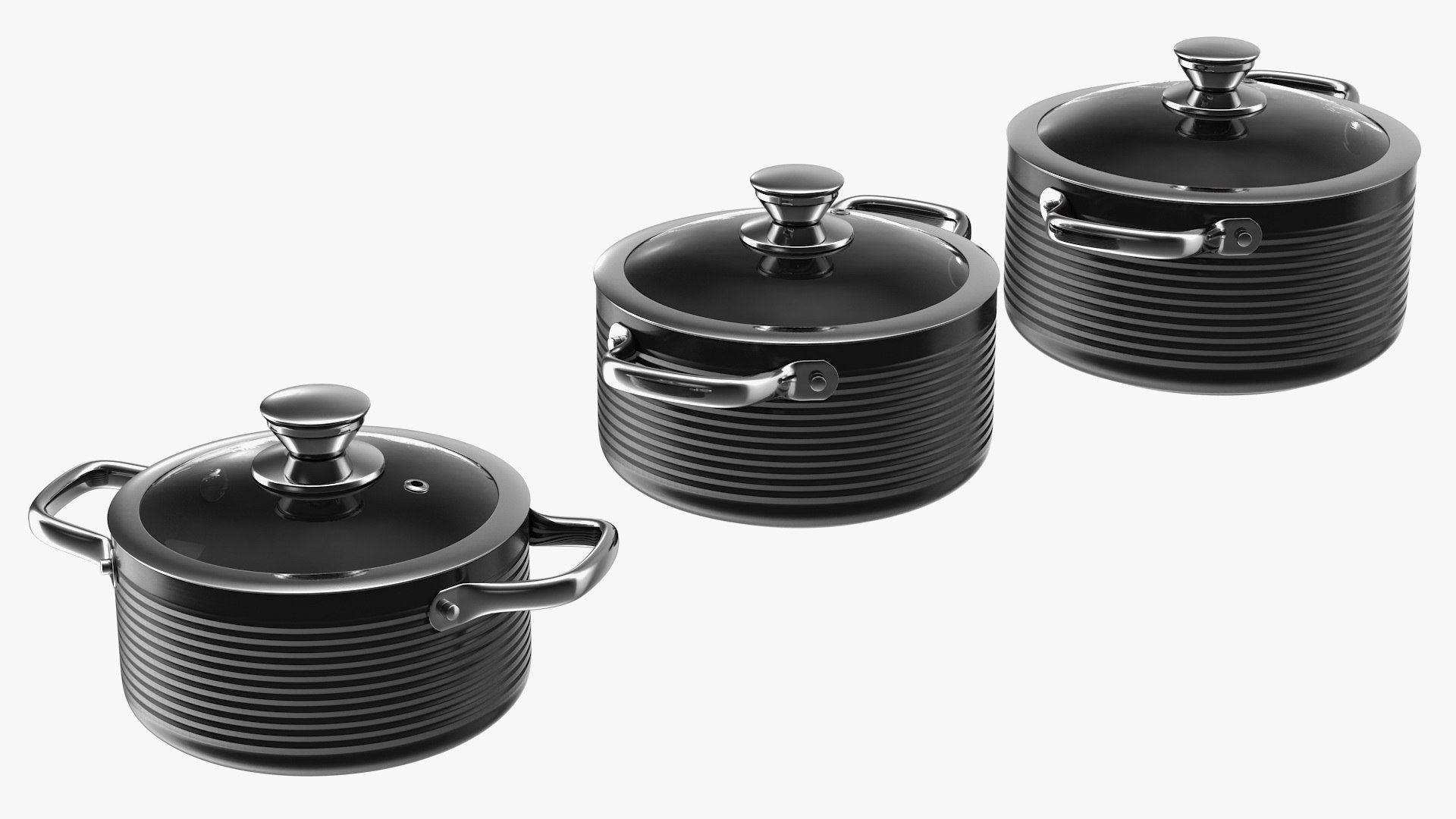 Cooking Pot with Lid Set Generic 3D model preview