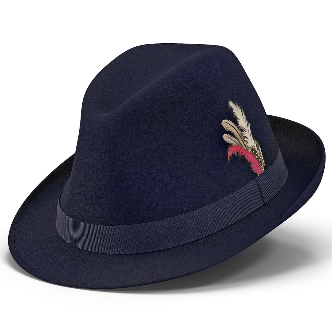 Fedora Hat 2 Blue 3D model preview