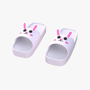 Cartoon Rabbit Shape Slippers 3D model