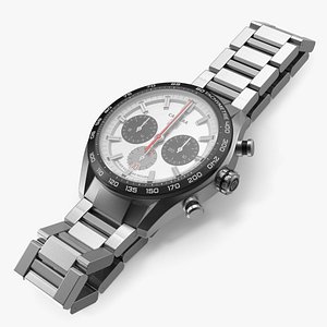 Tag Heuer Carrera Dial White Open Strap 3D model