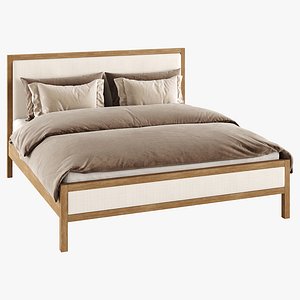 Keane Weathered Natural Wood Upholstered King Bed