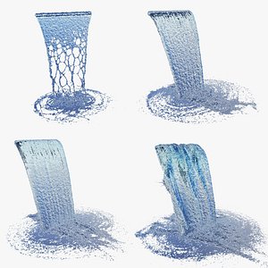 5m height 3m width Waterfalls with 4 Different Flows - Animation of 12s at 60fps 3D
