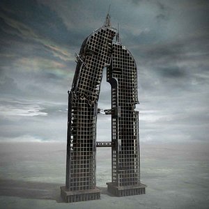 3ds max ruined skyscraper building
