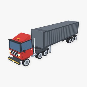 Cartoon Semi Truck With Container Trailer
